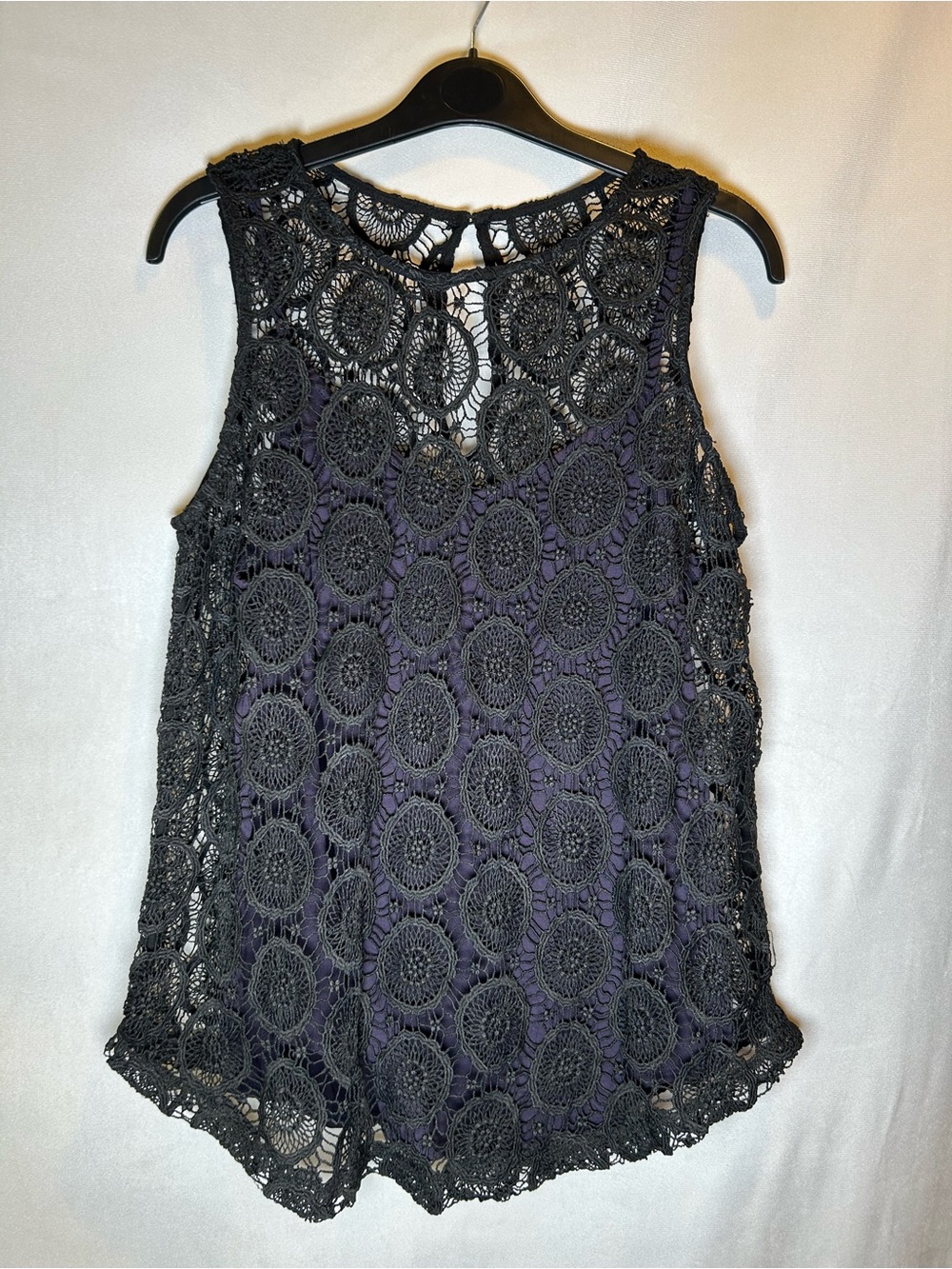 RW&CO Black Crochet Lace Overlay Sleeveless Tank Top. Size M Whimsigoth